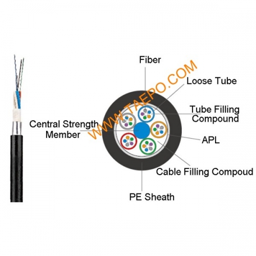 4 fibers GYTA singlemode 9/125um G.652D Stranded loose tube light-armored cable
