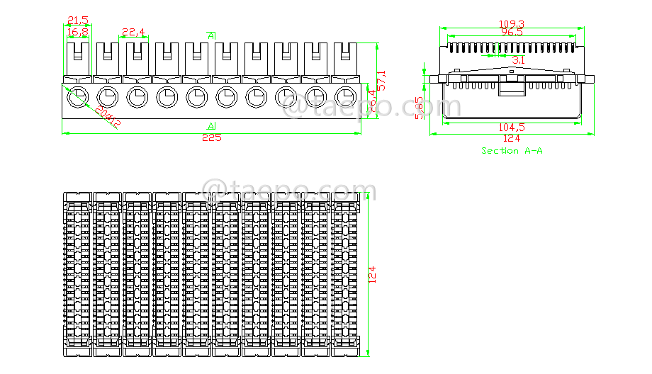 Schematic Diagrams for 100 pairs LSA disconnection terminal block 