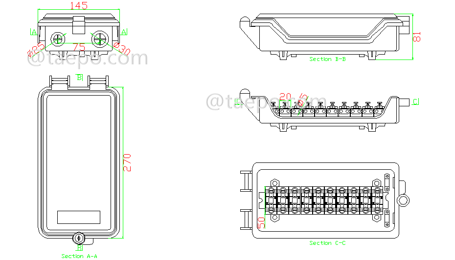 Schematic Diagrams for Outdoor 10 pairs distribution point DP box