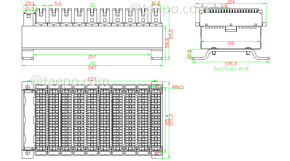 Schematic Diagrams for 100 pairs Krone LSA plus disconnection module block