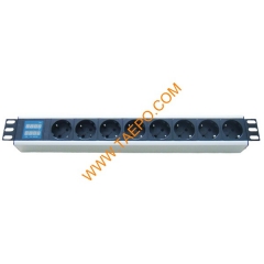 German DIN49440 standard 16A 250VAC 8 ways PDU with current voltage display