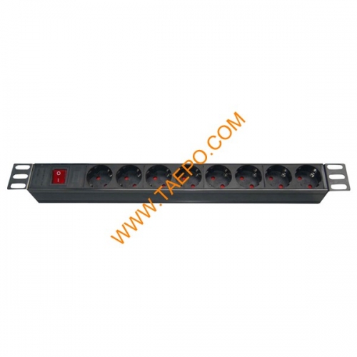 German DIN49440 standard 16A 250VAC 8 ways PDU with switch