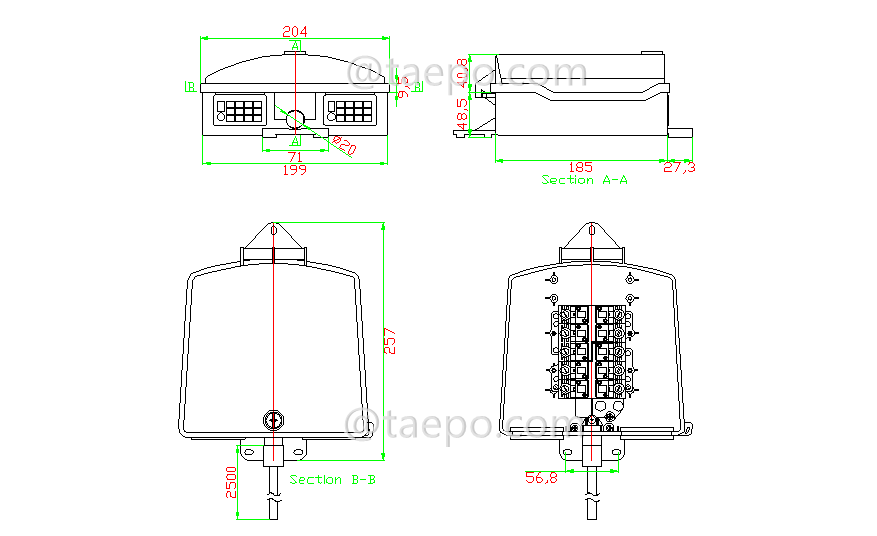 Schematic Diagrams for Outdoor 10 pairs STUB terminal box 