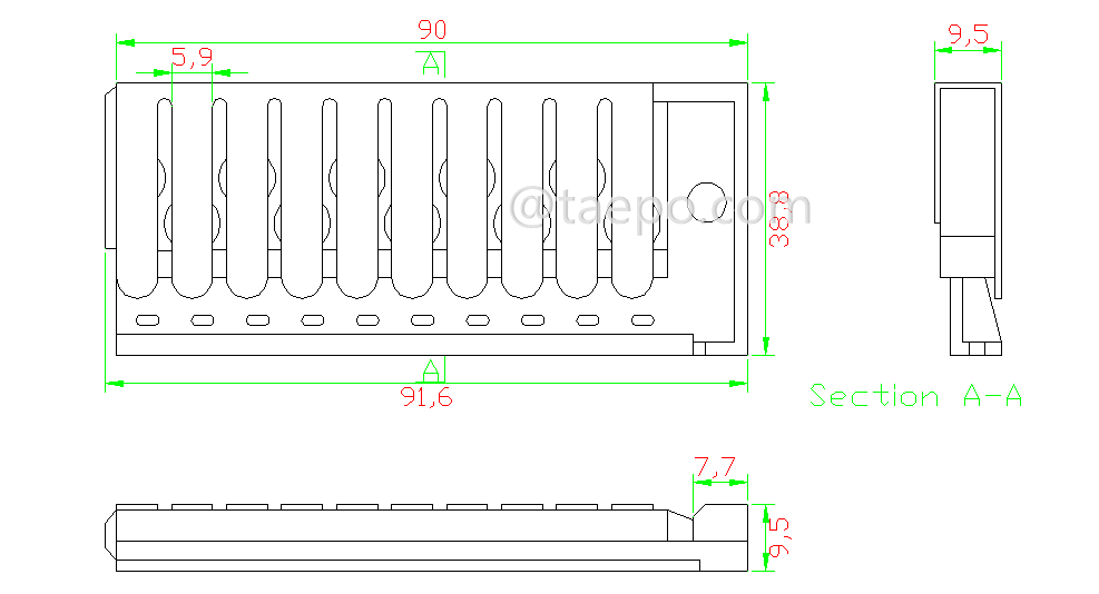 Schematic Diagrams for 5 pairs over-voltage MDF protection magazine