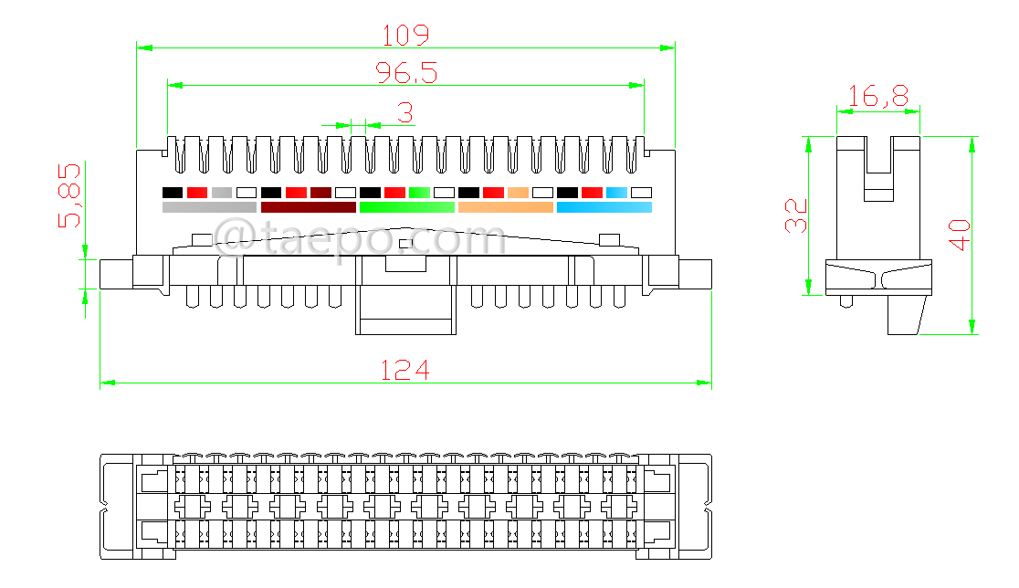 Diagram for Krone telephone connection module 10 pair with color label