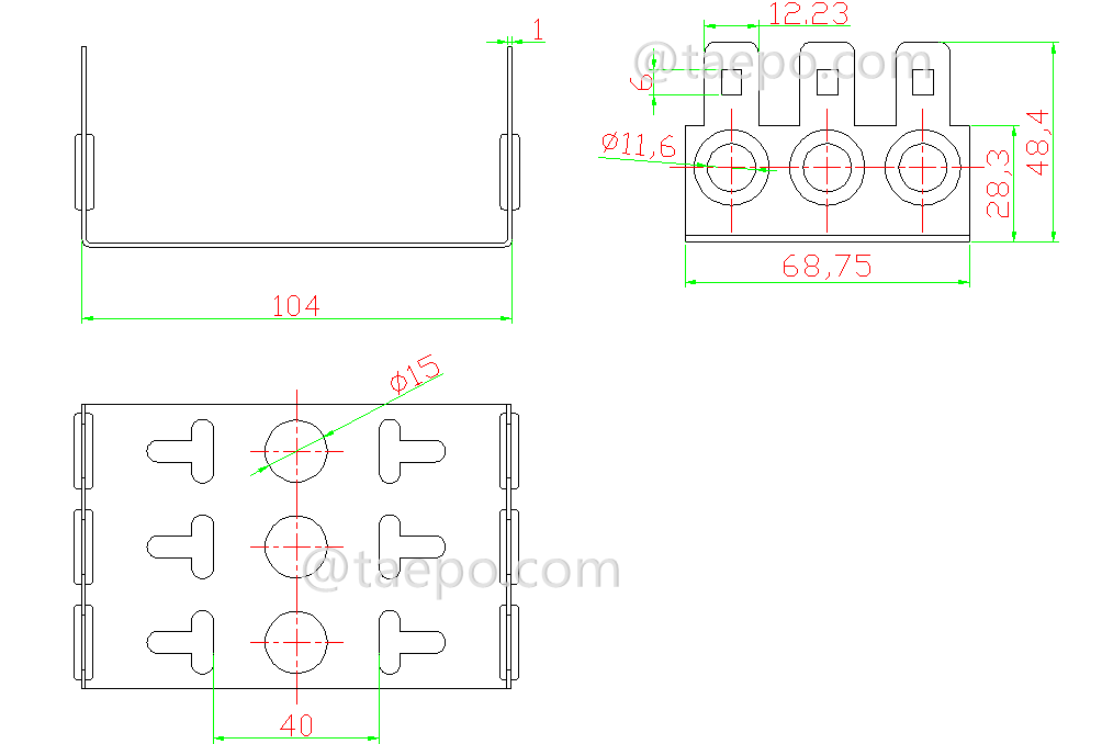 Diagram for 10 pairs 3 ways krone rack mount frame