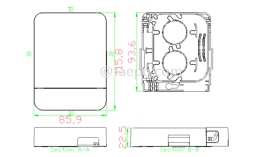 Schematic Diagrams for indoor 1 fiber SC Fiber optic termination box