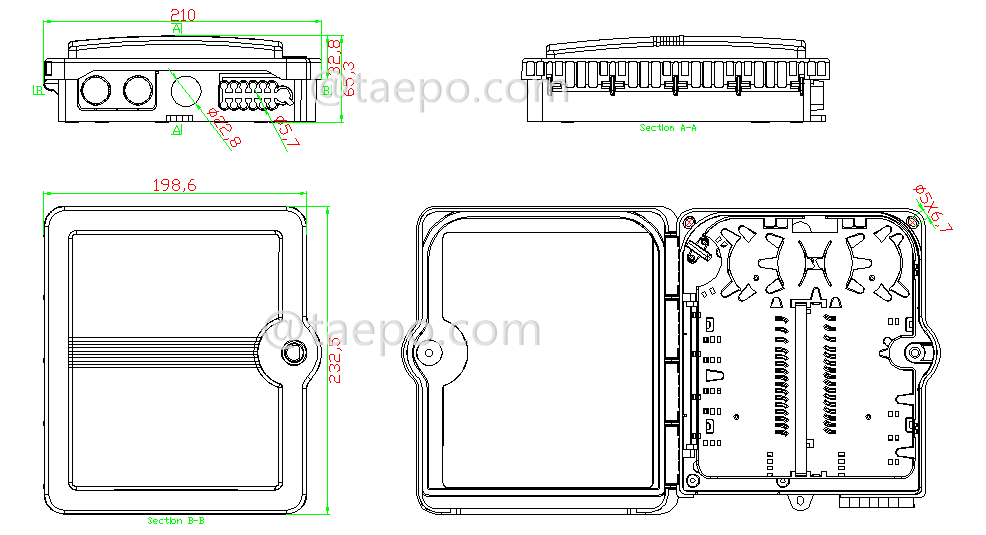 Schematic Diagrams for for 12 fibers ftth outdoor fdb Fiber opitc distribution box