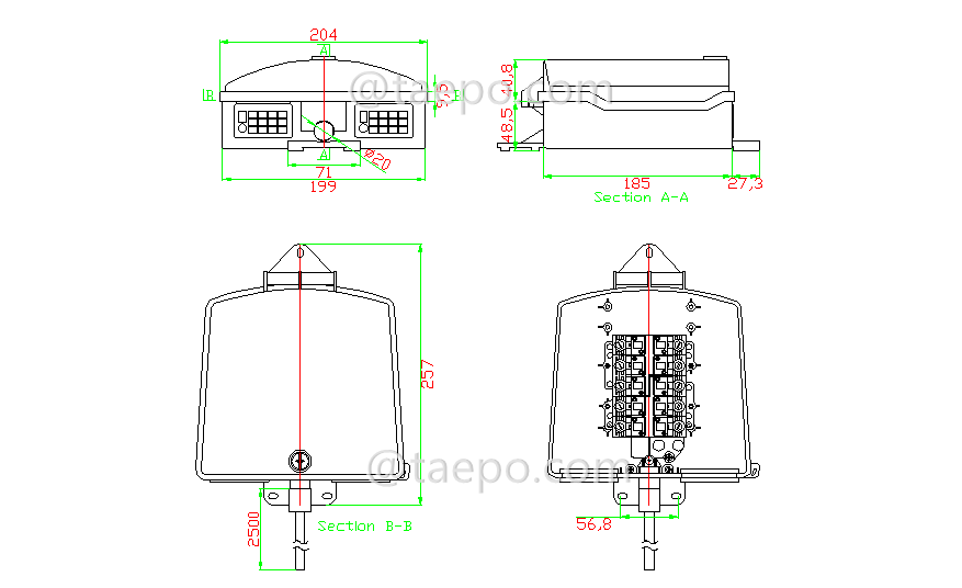 Schematic Diagrams for Outdoor 10 pairs STUB terminal box