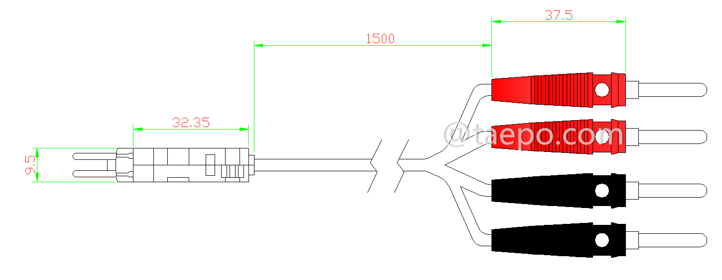 Schematic Diagrams for 4 pole krone test plug to banana plug krone test cord