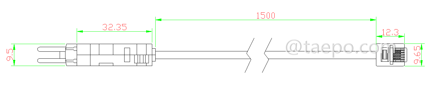 Schematic Diagrams for 4-pole LSA test plug to 6P4C modular plug krone voice module test cord
