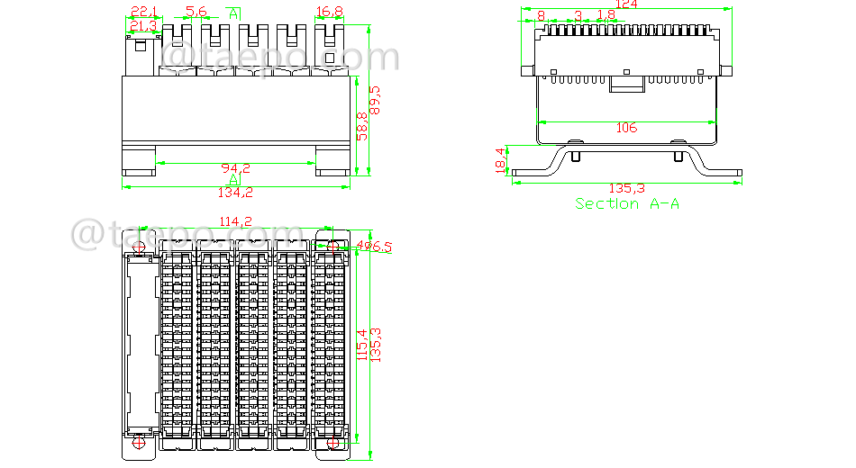 Schematic Diagrams for 50 pairs krone LSA plus disconnection module block