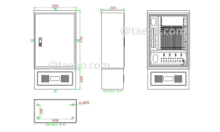 Schematic Diagrams for 144 fibers outdoor telecom SMC street cabinet