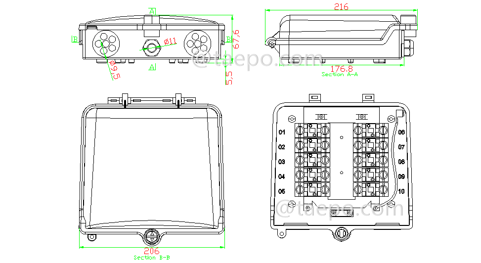 Schematic Diagrams for 10 pair telephone distribution point STB dp box