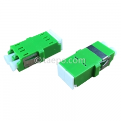 Singlemode duplex reduced flange shielded LC/APC Fiber optic adapter with shutter