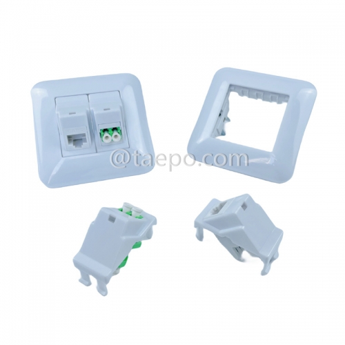 LC/APC duplex Fiber outlet and faceplate with 1-port keystone jack CAT6 UTP 8P8C