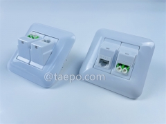 LC/APC duplex Fiber outlet and faceplate with 1-port keystone jack CAT6 UTP 8P8C