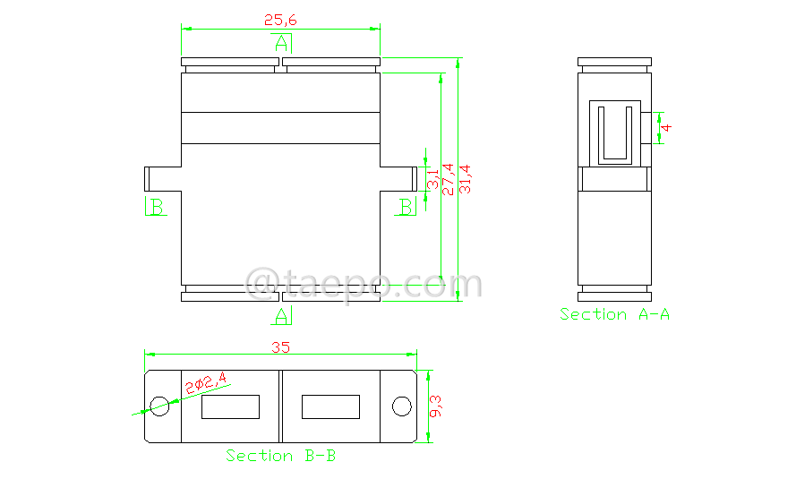 Schematic Diagrams for Multimode duplex SC UPC Fiber optic adapter 