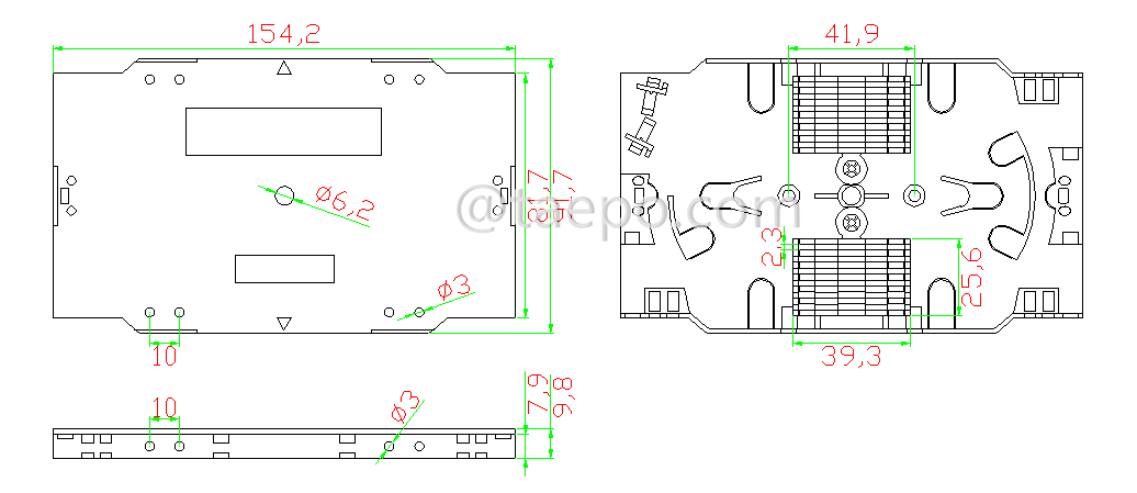 Schematic Diagrams for 12 fibers Fiber optic splice cassette