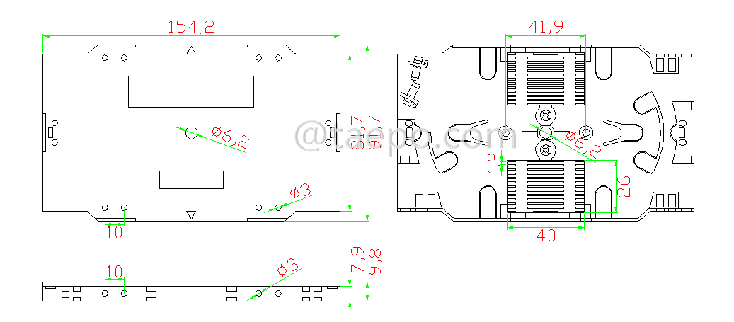 Schematic Diagrams for 24 fibers plastic Fiber optic splice cassette