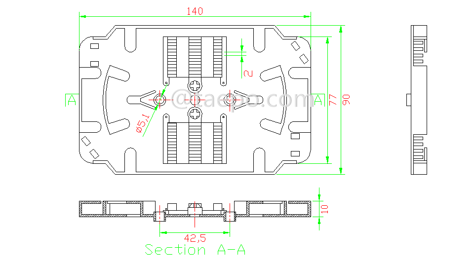 Schematic Diagrams for 12 fiber plastic Fiber optic splice tray
