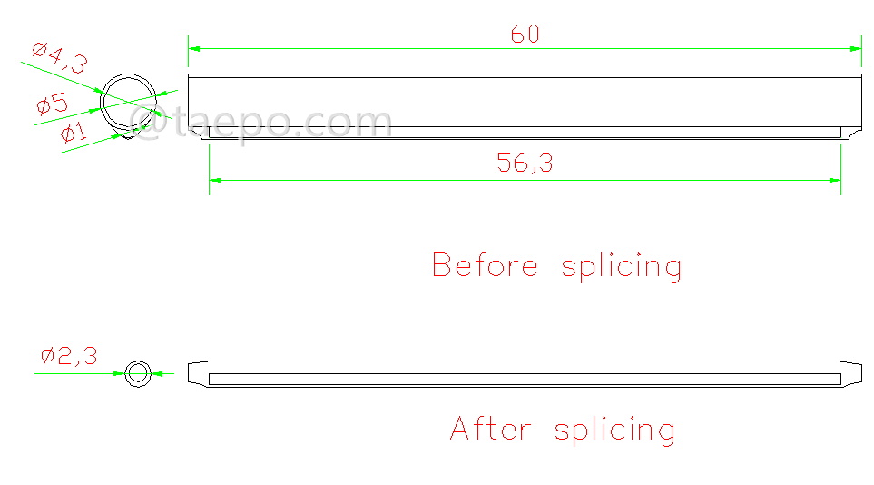 Schematid Diagrams for heat shrink splice protector for bow-type cable