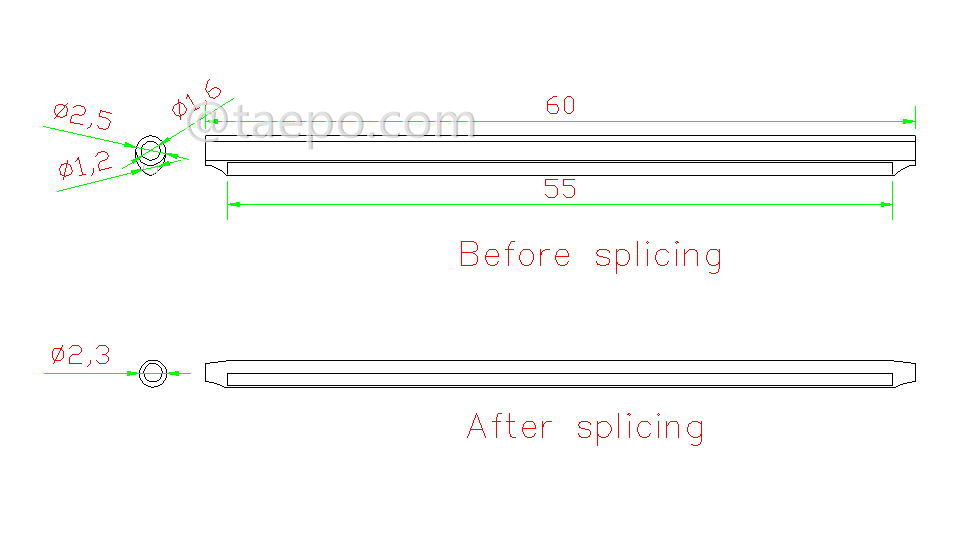 Schematic Diagrams for fiber optic heat shrink protection sleeves