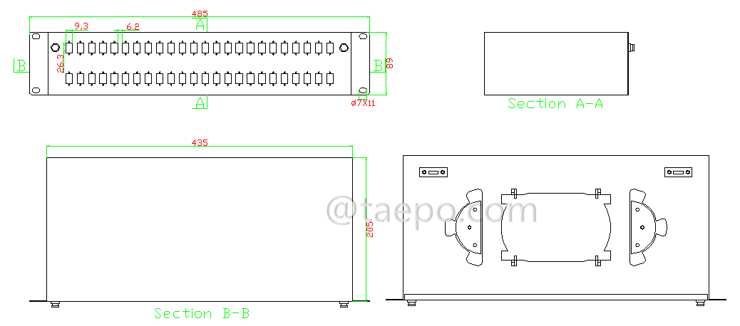 Schematic Diagrams for 48 fibers Rack mounted ODF