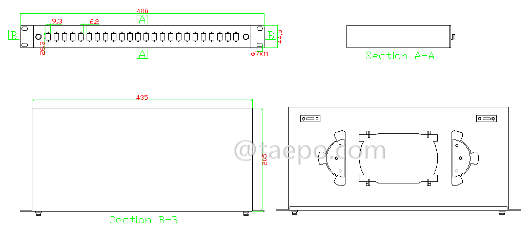 Schematid Diagrams for 24 fibers Rack mounted ODF 