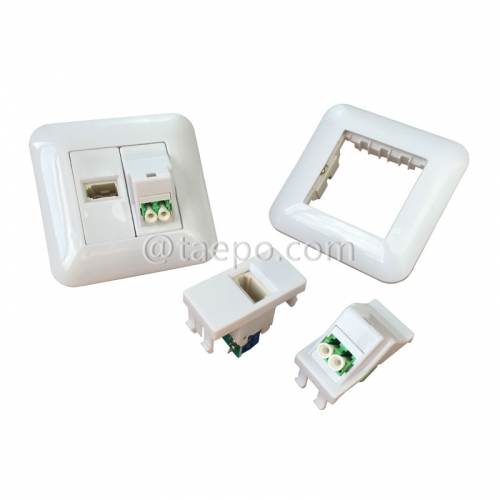Sample Free Fiber optic wall outlet with LC APC adapter duplex and 1-port UK socket from China Factory TAEPO for Sale