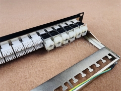 19 inch 1U 24 port CAT5E RJ45 STP shielded patch panel with cable manager from China manufacturer TAEPO for Sale