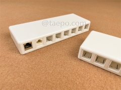 8-port surface box, CAT5E, RJ45, 8P8C, UTP, 190x74x28mm, AP style, without keystone jack
