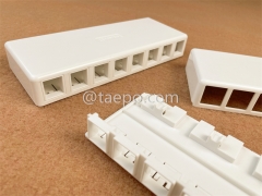 8-port surface box, CAT5E, RJ45, 8P8C, UTP, 190x74x28mm, AP style, without keystone jack