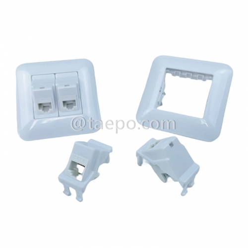 Ethernet wall Network outlet compatible with 2 port keystone jack CAT 6 UTP 8P8C