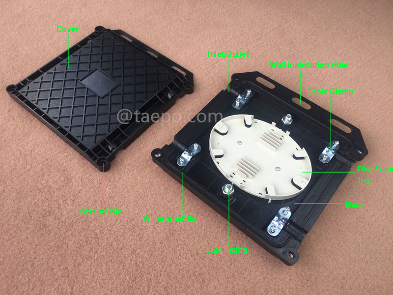 Illustration pictures for Fiber optic splice closure (FOSC), horizontal type,  mechanical sealing, 12 fibers, max 24 bunchy fibers