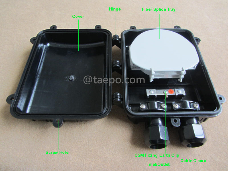 Illustration pictures for Fiber optic splice closure (FOSC), horizontal type,  mechanical sealing, 12 fibers, max 96 bunchy fibers