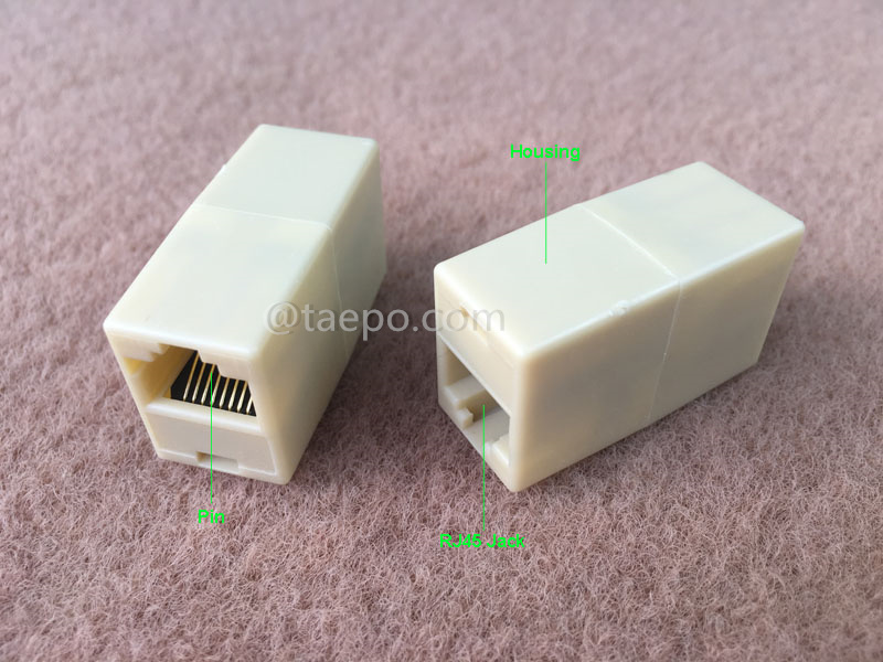Illustration pictures for Inline coupler, CAT5E, RJ45-RJ45, UTP, 8P8C, 180 degree