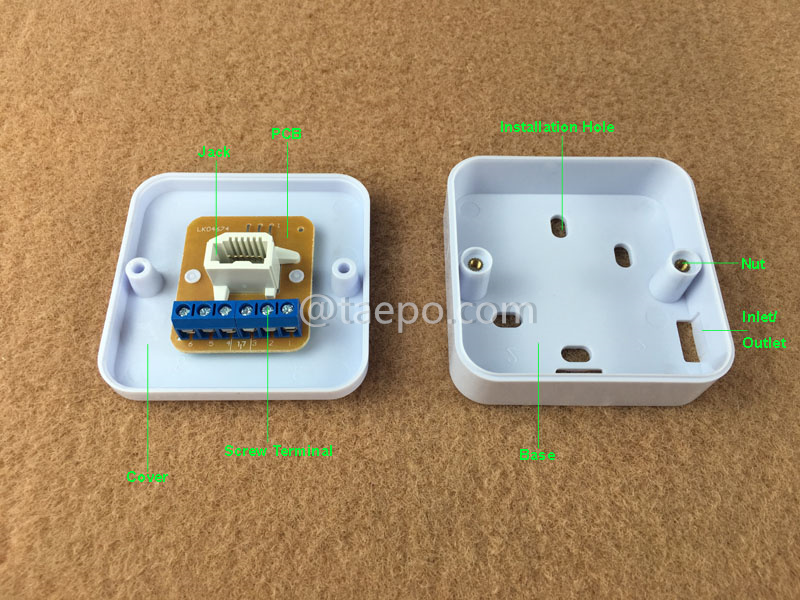 Illustration pictures for 1-port RJ11 telephone socket, UK, CAT3, 6P6C