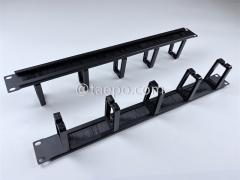 Metal cable manager, 5 plastic rings, 1U, with brush