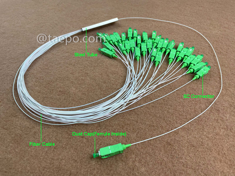 Illustration pictures for Fiber optic splitter, PLC, steel tube, 1x32, with SC/APC connector