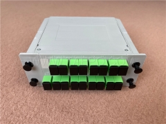Fiber optic splitter, PLC, casette type, G657A, 1x16, 0.9mm loose tube, with SC/APC connector