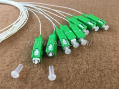 Fiber optic splitter, PLC, steel tube, G657A, 1x8, 0.9mm loose tube, 1m, with SC/APC connector