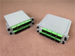 Fiber optic splitter, PLC, casette type, G657A, 1x16, 0.9mm loose tube, with SC/APC connector