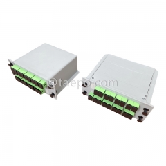 Fiber optic splitter, PLC, casette type, G657A, 1x16, 0.9mm loose tube, with SC/APC connector