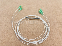 Fiber optic splitter, PLC, steel tube, G657A, 2x2, 0.9mm loose tube, 1m, with LC/APC connector