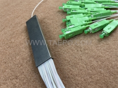 Fiber optic splitter, PLC, steel tube, G657A, 1x32, 0.9mm loose tube, 1m, with SC/APC connector