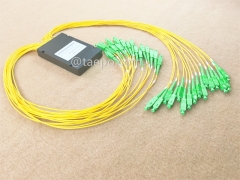 Fiber optic splitter, PLC, plastic case, G657A, 1x32, 2mm loose tube, 1m, with SC/APC connector