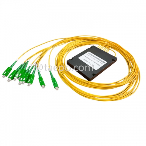 Fiber optic splitter, PLC, plastic case, G657A, 1x8, 2mm loose tube, 1m, with SC/APC connector