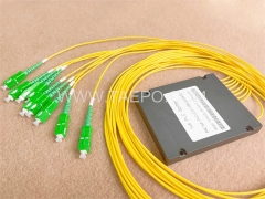 Fiber optic splitter, PLC, plastic case, G657A, 1x8, 2mm loose tube, 1m, with SC/APC connector