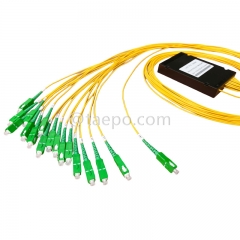 Fiber optic splitter, PLC, plastic case, G657A, 1x16, 2mm loose tube, 1m, with SC/APC connector